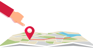 Ícone de um mapa com um pin de localização e uma mão | Apartamentos à venda | Tenda.com