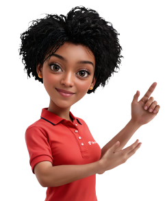 Avatar da Tais apontando para cima | Tenda.com