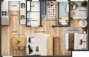 2 quartos com varanda