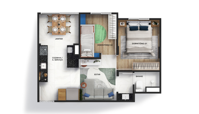 Planta baixa do Vivenda Real Apartamento Minha Casa Minha Vida | Tenda.com