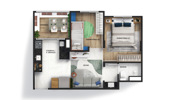 Planta baixa do Vivenda Real Apartamento Minha Casa Minha Vida | Tenda.com