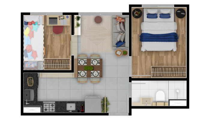 Planta baixa do Viver Mais Apartamento Minha Casa Minha Vida | Tenda.com