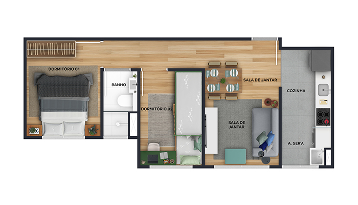 Planta baixa do Morada das Estações Apartamento Minha Casa Minha Vida | Tenda.com