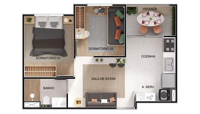 Planta baixa do Vista do Golf Apartamento Minha Casa Minha Vida | Tenda.com