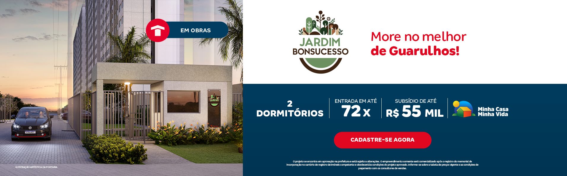 More no lançamento da Construtora Tenda: Jardim Bonsucesso. São apartamentos de 2 quartos, no bairro Vila Nova Bonsucesso, SP.