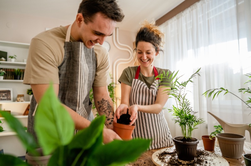 Como fazer horta em apartamento: guia completo | Casal sorridente cuidando de uma horta juntos | Casa e Decoração | Blog da Tenda