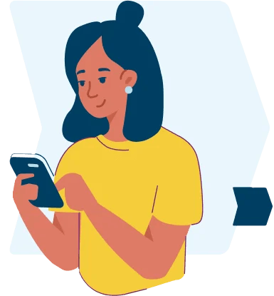 Imagem de uma mulher conversando pelo WhatsApp | Simulador de Financiamento Tenda | Tenda.com