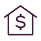 Ícone de uma casinha com cifrão | Simulador de Financiamento Tenda | Tenda.com