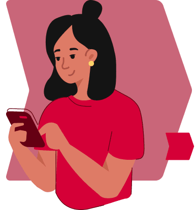 Imagem de uma mulher conversando pelo WhatsApp | Simulador de Financiamento Tenda | Tenda.com