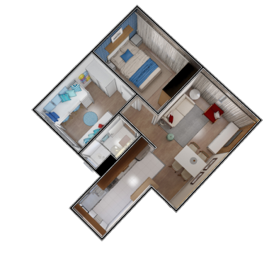 Planta 3D do Campo de Pouso Condomínio Zeppelin | Apartamento Minha Casa Minha Vida | Tenda.com