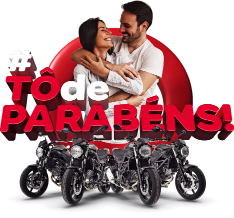 imagem de um casal em uma moto