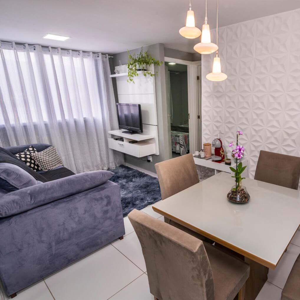 Sala pequena com mesa de jantar | Apartamento Minha Casa Minha Vida | Tenda.com