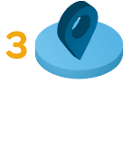 Ícone de marcador de mapa azul com texto “Escolha onde quer morar” indicando o passo de escolher onde morar ao comprar um apartamento.