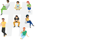 Pessoas em torno de uma hashtag ilustrando a presença da Construtora Tenda na mídia e redes sociais